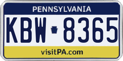 PA license plate KBW8365