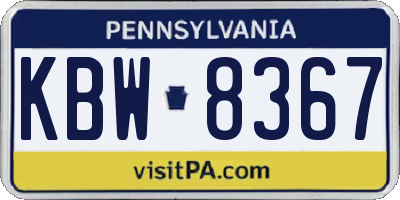 PA license plate KBW8367