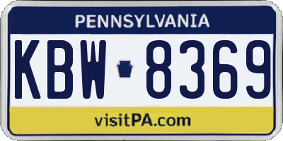 PA license plate KBW8369