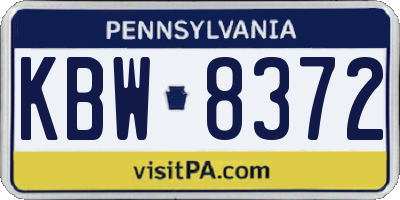 PA license plate KBW8372