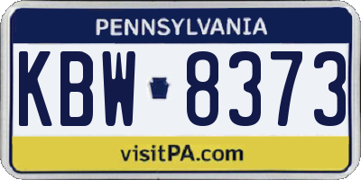 PA license plate KBW8373