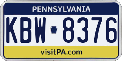 PA license plate KBW8376