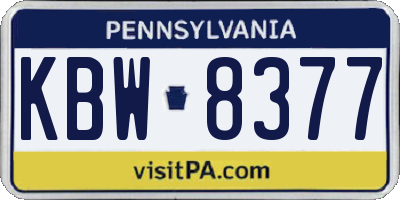 PA license plate KBW8377