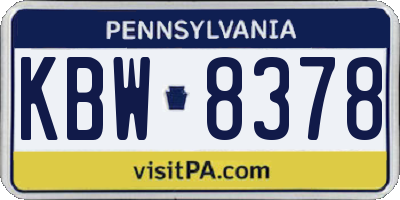 PA license plate KBW8378