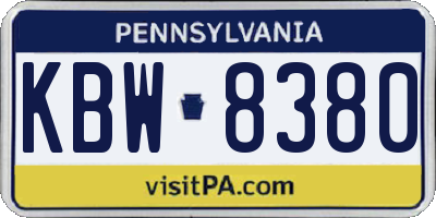 PA license plate KBW8380