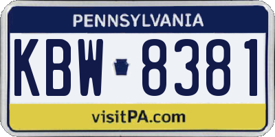 PA license plate KBW8381