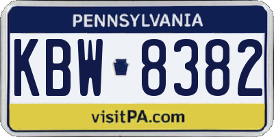 PA license plate KBW8382