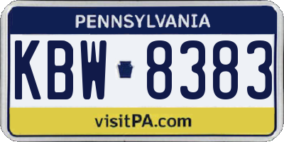 PA license plate KBW8383