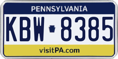 PA license plate KBW8385