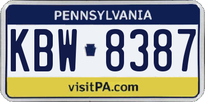 PA license plate KBW8387