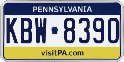 PA license plate KBW8390