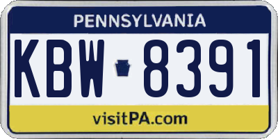 PA license plate KBW8391