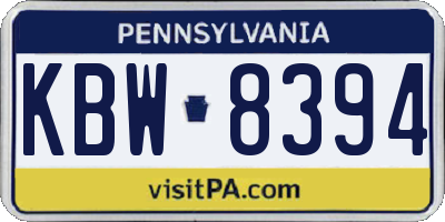 PA license plate KBW8394