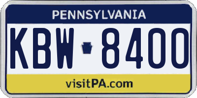 PA license plate KBW8400