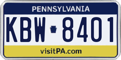 PA license plate KBW8401