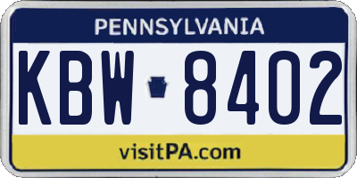 PA license plate KBW8402
