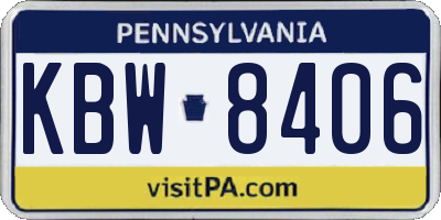 PA license plate KBW8406
