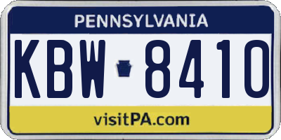 PA license plate KBW8410