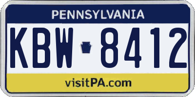 PA license plate KBW8412