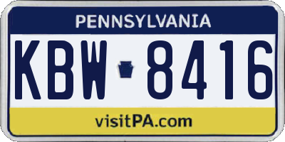 PA license plate KBW8416