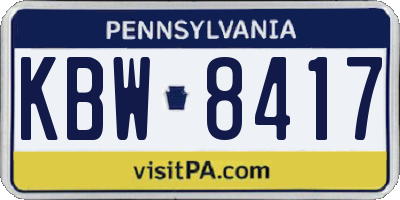 PA license plate KBW8417