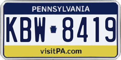 PA license plate KBW8419
