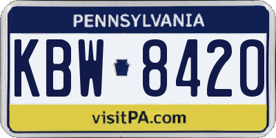 PA license plate KBW8420
