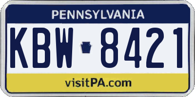 PA license plate KBW8421