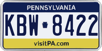 PA license plate KBW8422