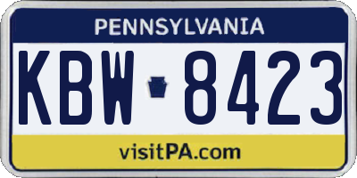 PA license plate KBW8423