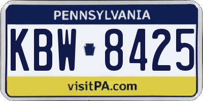 PA license plate KBW8425