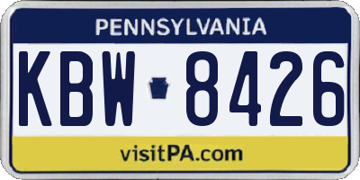 PA license plate KBW8426