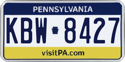 PA license plate KBW8427