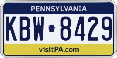 PA license plate KBW8429