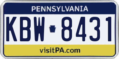 PA license plate KBW8431