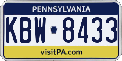 PA license plate KBW8433