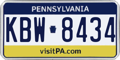 PA license plate KBW8434