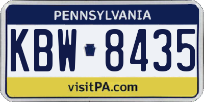 PA license plate KBW8435