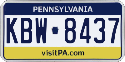 PA license plate KBW8437