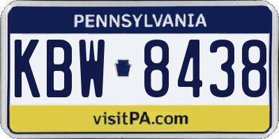 PA license plate KBW8438