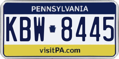 PA license plate KBW8445