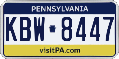 PA license plate KBW8447
