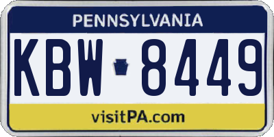 PA license plate KBW8449