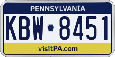PA license plate KBW8451