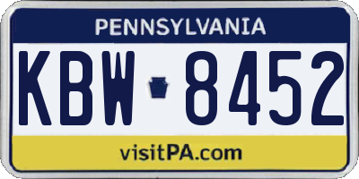 PA license plate KBW8452
