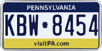 PA license plate KBW8454