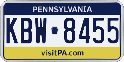 PA license plate KBW8455