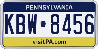 PA license plate KBW8456