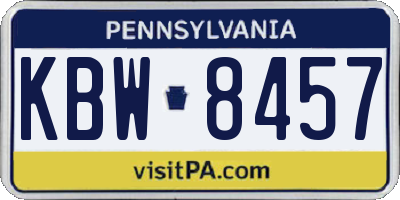 PA license plate KBW8457