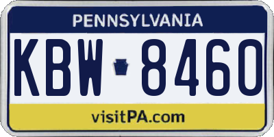 PA license plate KBW8460